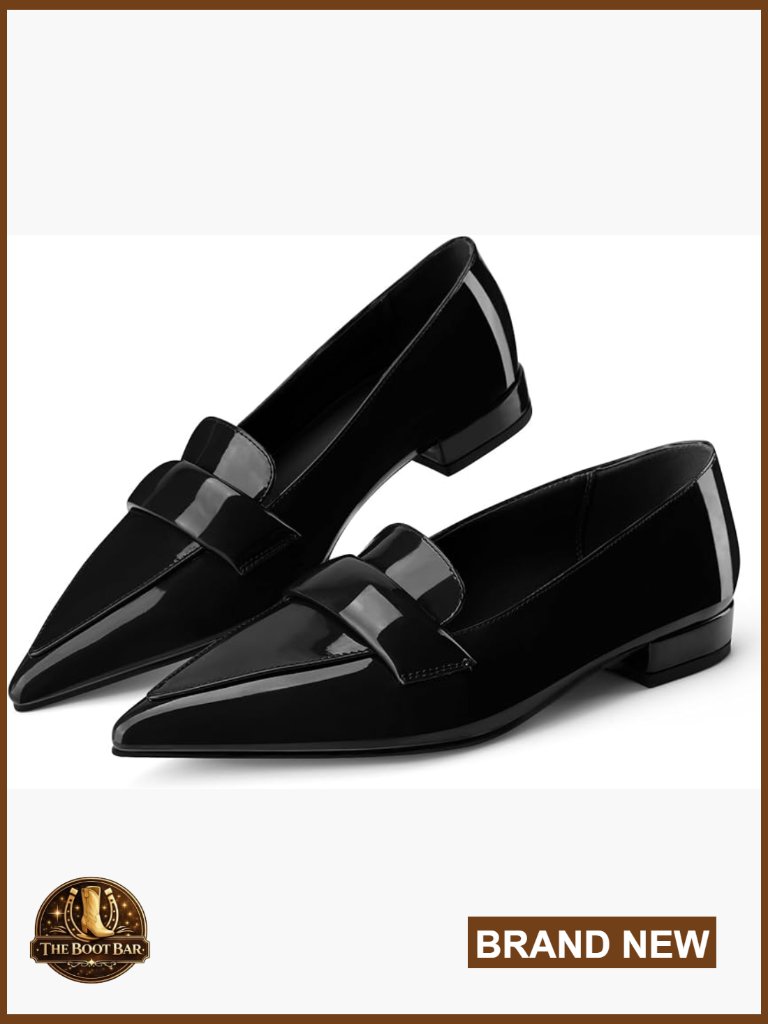 Patent Leather Pointed Toe Flats Slip On Loafers Dressy Comfort Shoes